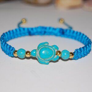 Turtle Bracelet,Braided Bracelet,Blue Turtle Bracelet,Good Wishes Bracelet